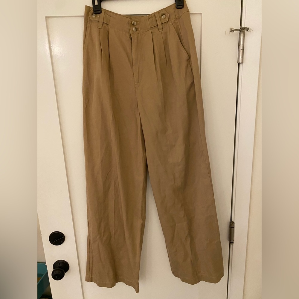 Madewell Harlow Wide Leg Pants in Khaki